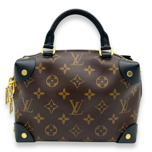 Louis Vuitton Petite Malle Souple Top Handle Bag Brown in Monogram Coated Canvas, Gold hardware_2