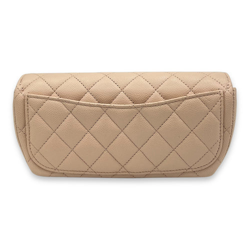 Chanel Sunglasses Case Crossbody Bag Beige in Caviar Leather, Light Gold hardware_2