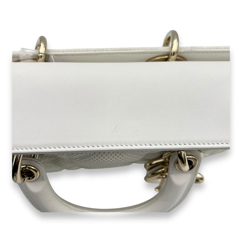 Christian Dior Lady D-Joy Maxi White Top Handle Bag in Mesh, Light Gold hardware_6