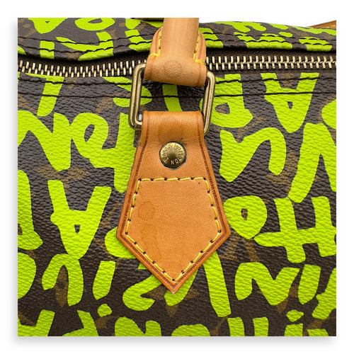 Louis Vuitton Stephen Sprouse Speedy 30 Green Top Handle Bag in Monogram Coated Canvas, Gold hardware_9