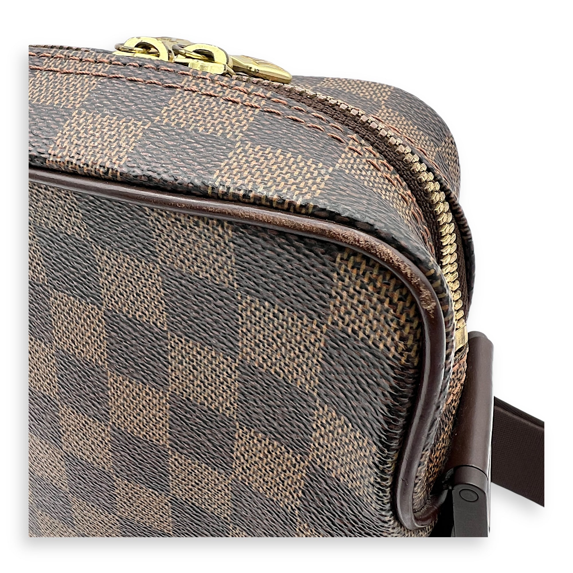 Louis Vuitton Olav Crossbody Bag PM Damier Ebene in Coated Canvas, Gold hardware_7