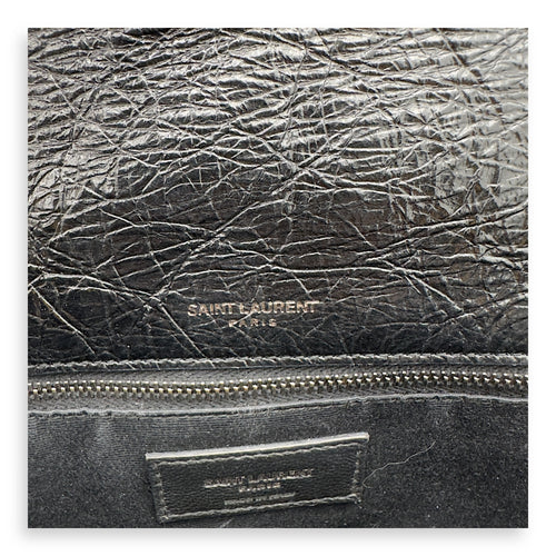 Saint Laurent Niki Medium Black Shoulder Bag in Calfskin, Silver hardware_9