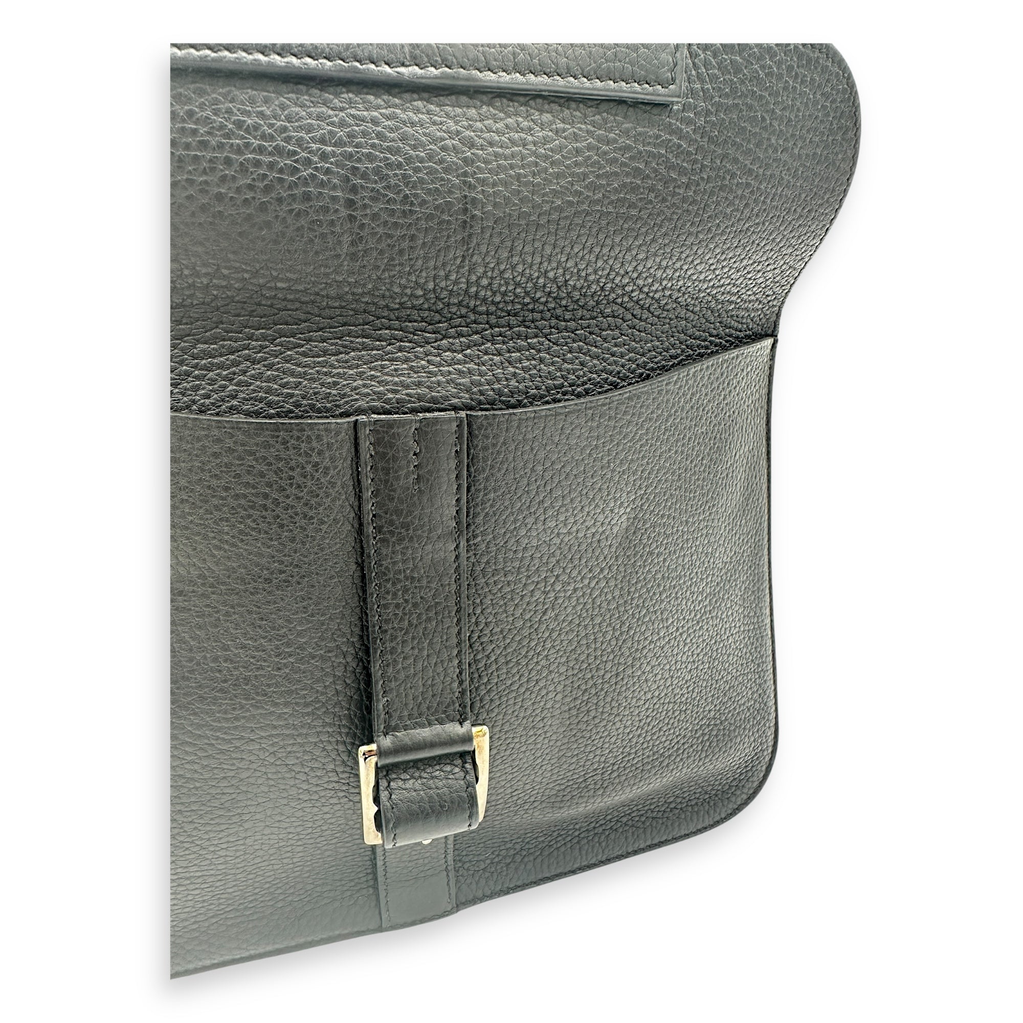 Hermès Halzan Black in Clemence, Silver hardware_9