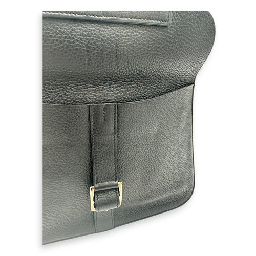 Hermès Halzan Black in Clemence, Silver hardware_9