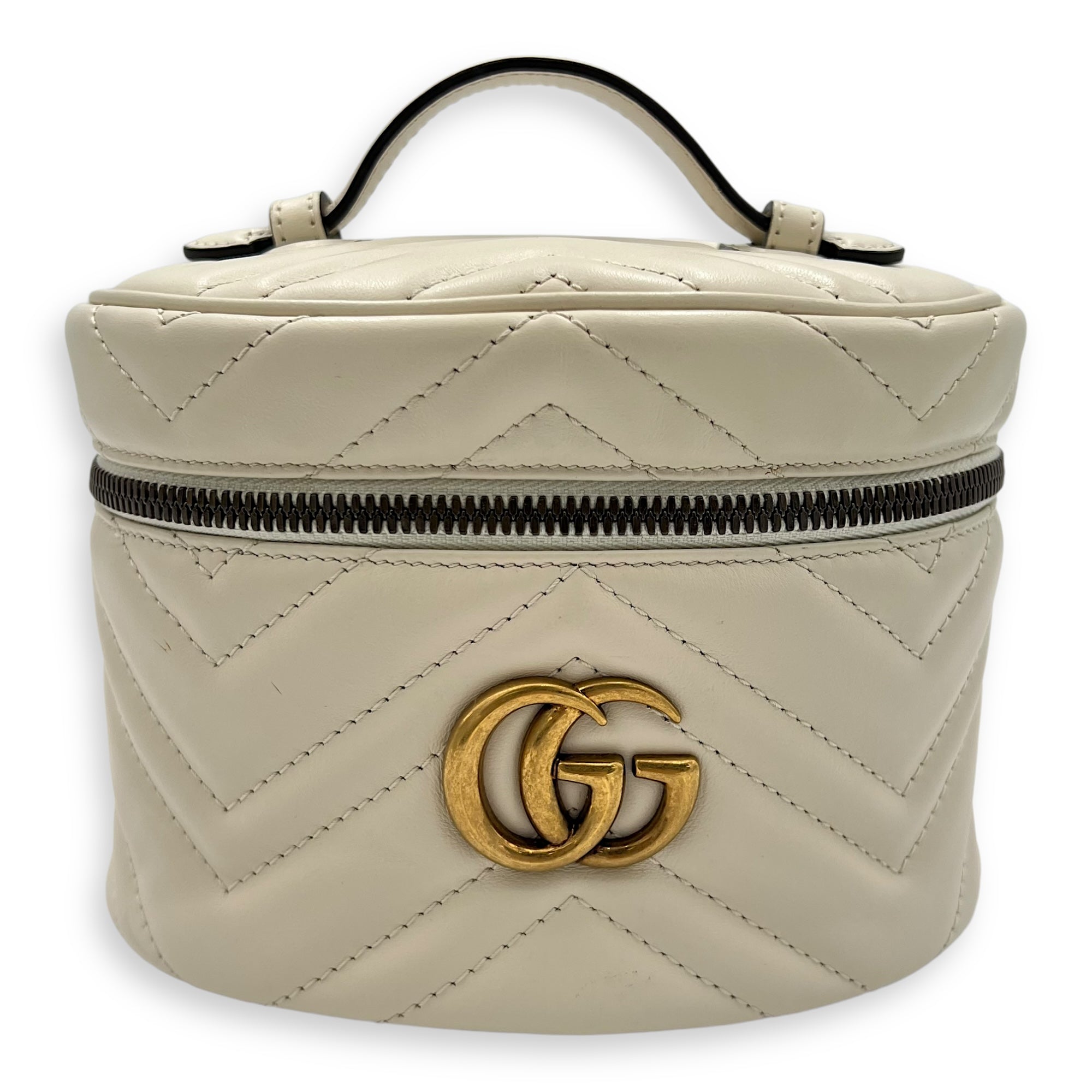 Gucci GG Marmont Backpack White in Calfskin, Gold hardware_1