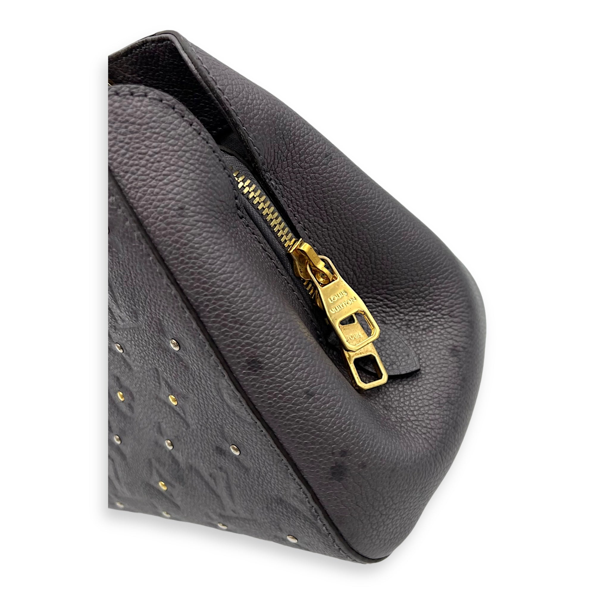 Louis Vuitton Montaigne Top Handle Bag BB Grey in Empreinte Leather, Gold hardware_9