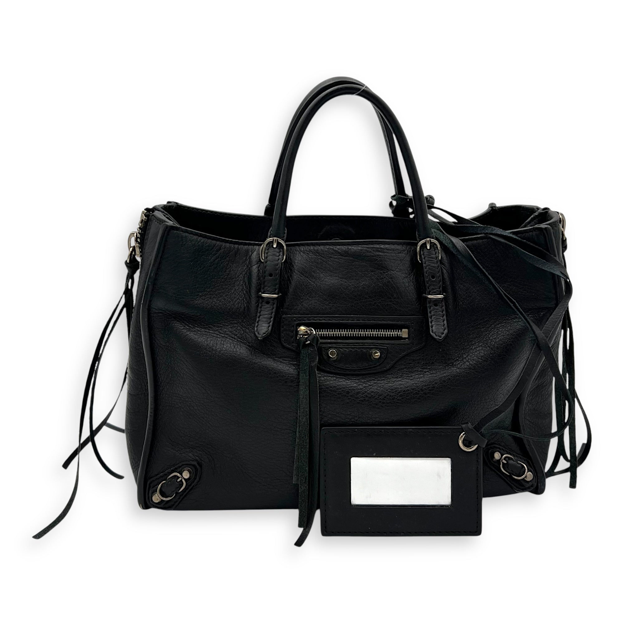 Balenciaga Papier Mini Black Top Handle Bag in Calfskin, Silver hardware_9