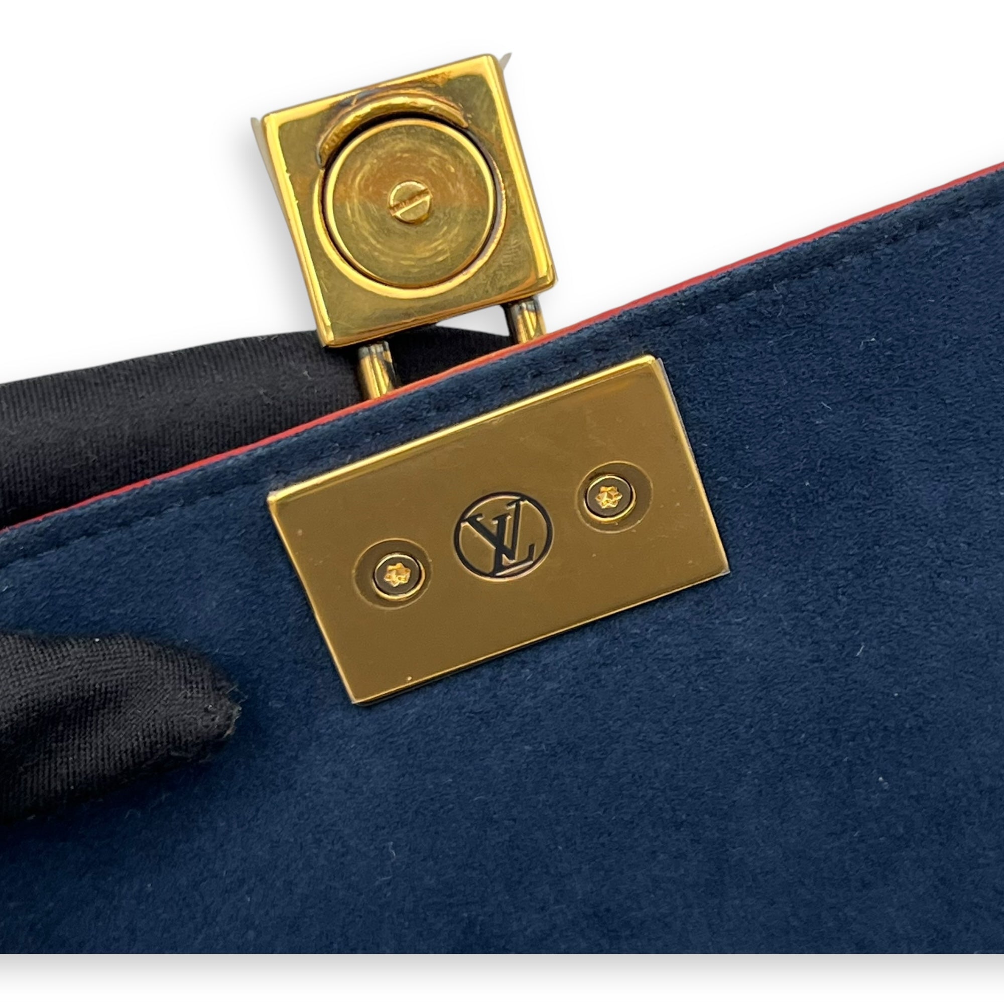 Louis Vuitton Marignan Top Handle Bag Blue in Monogram Empreinte Leather, Gold hardware_9