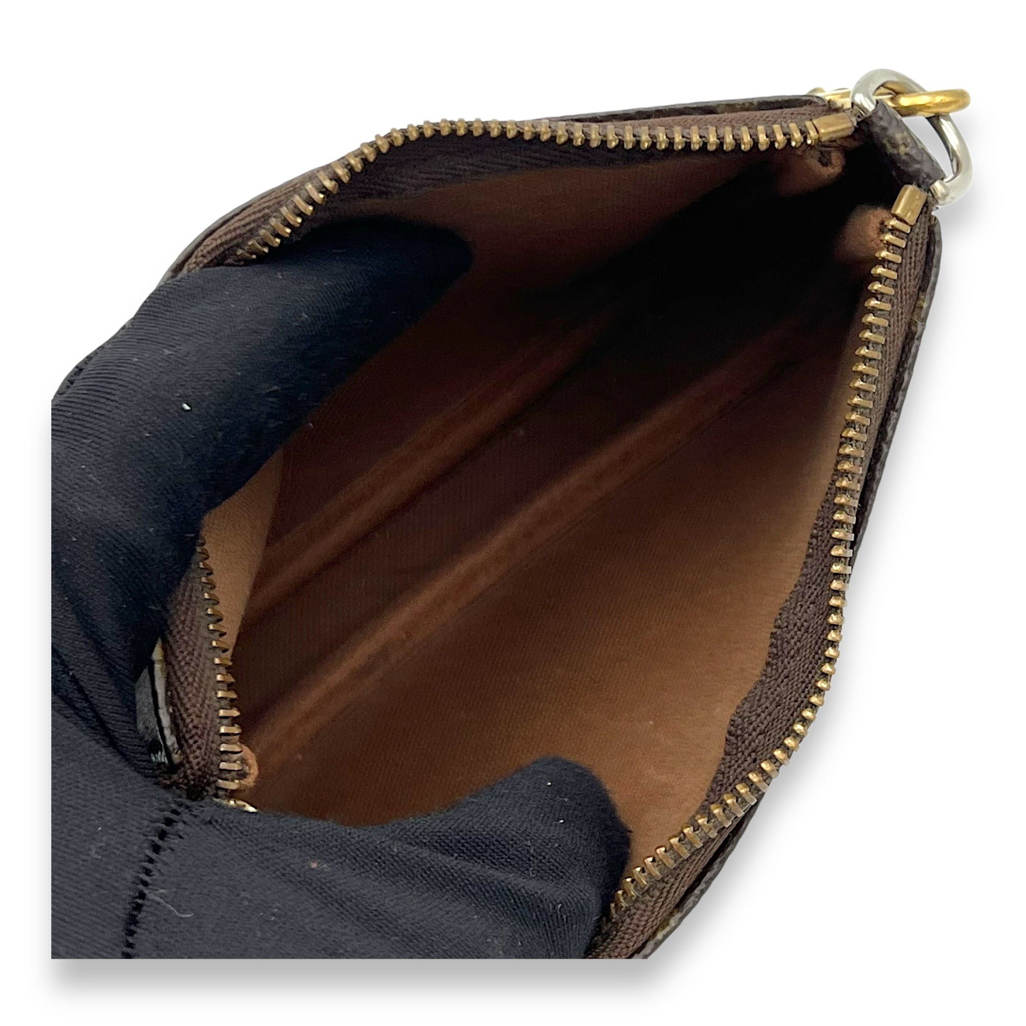 Louis Vuitton Pochette Accessoires Brown Pouch in Monogram Coated Canvas, Gold hardware_9