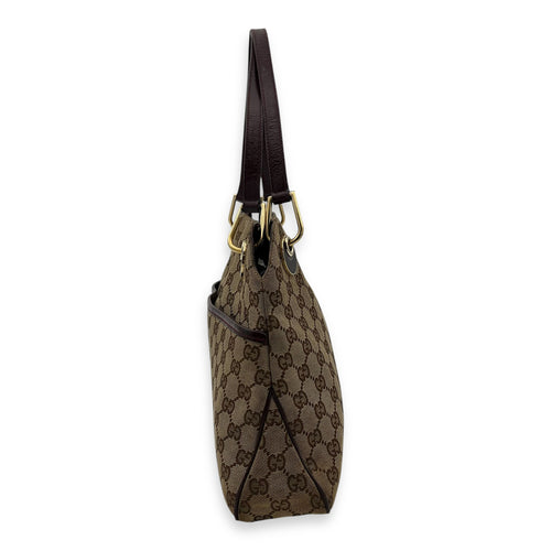 Gucci GG Shoulder Bag Brown in Canvas, Gold hardware_3