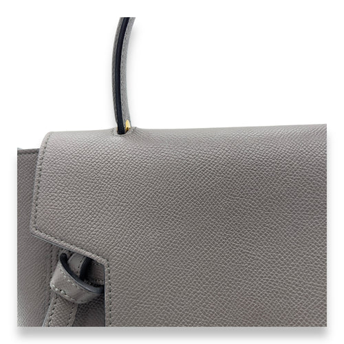 Celine Belt Micro Grey Top Handle Bag in Calfskin, Gold hardware_9