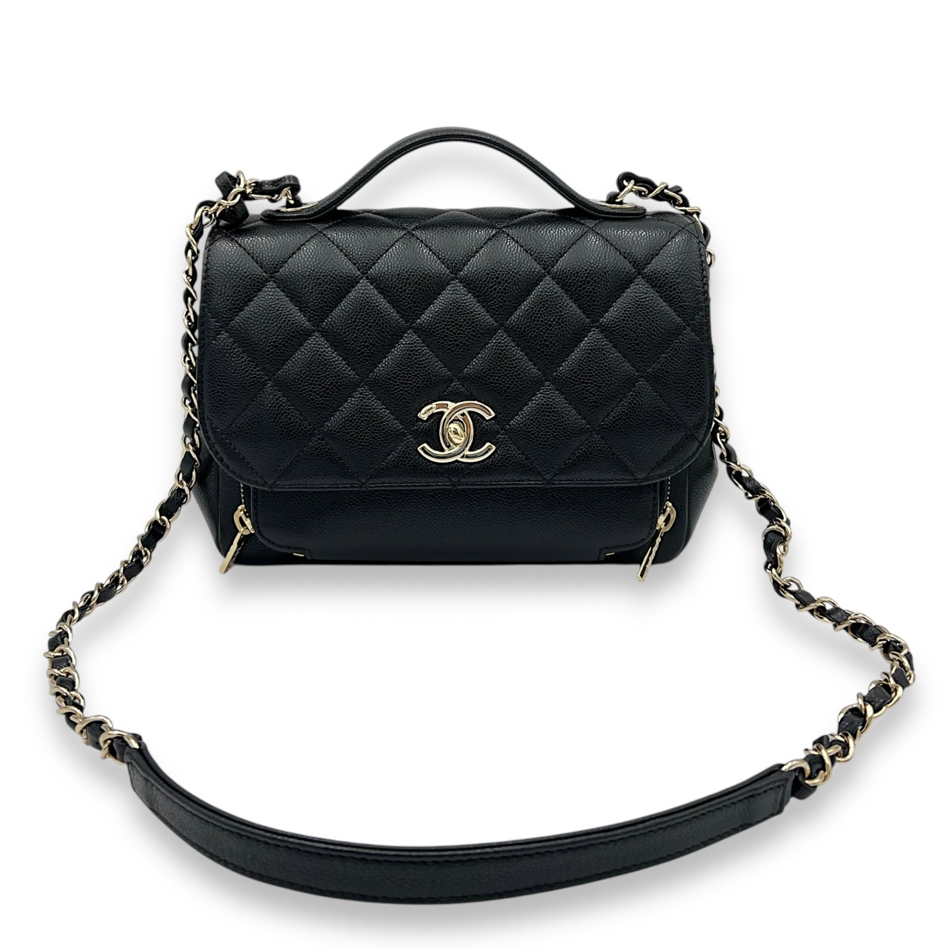 Chanel Business Affinity Medium Black Top Handle Bag in Caviar Leather, Gold hardware_9