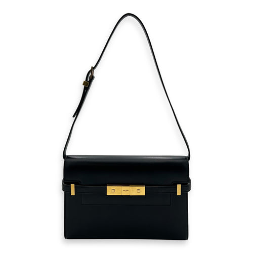 Saint Laurent Manhattan Shoulder Bag Black in Calfskin, Gold hardware_1