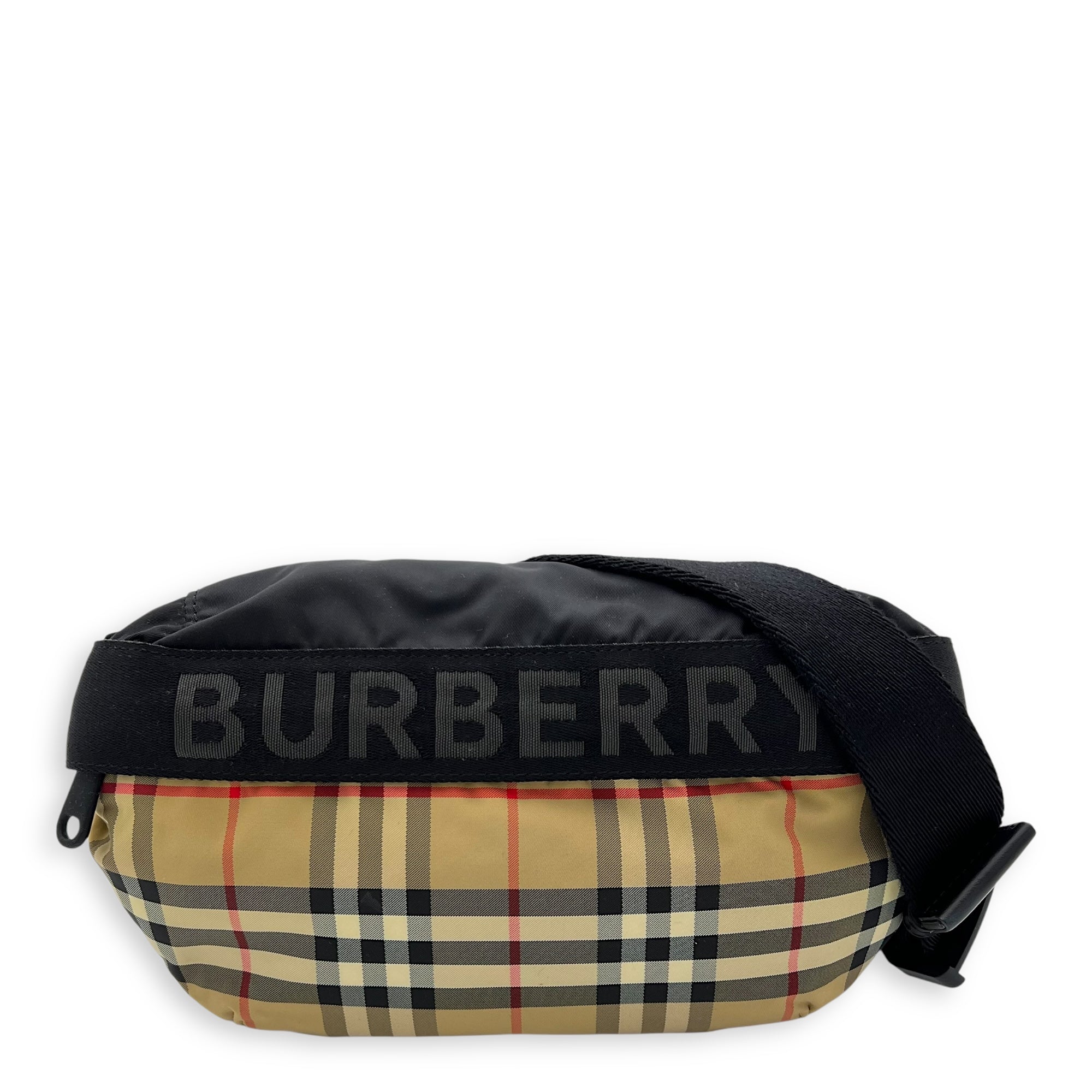 Burberry Logo Belt Bag Beige in Nylon, Silver hardware_1