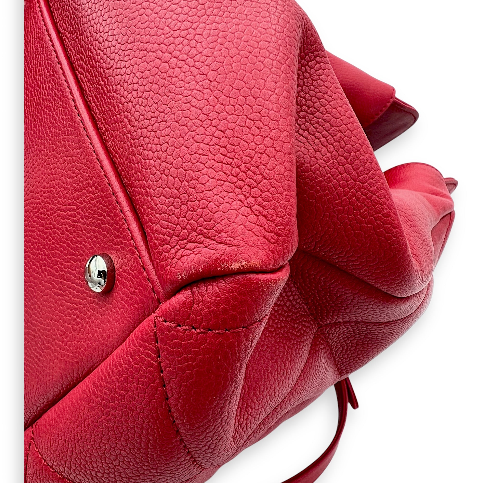 Chanel CC Tote Bag Red in Caviar Leather, Silver hardware_9