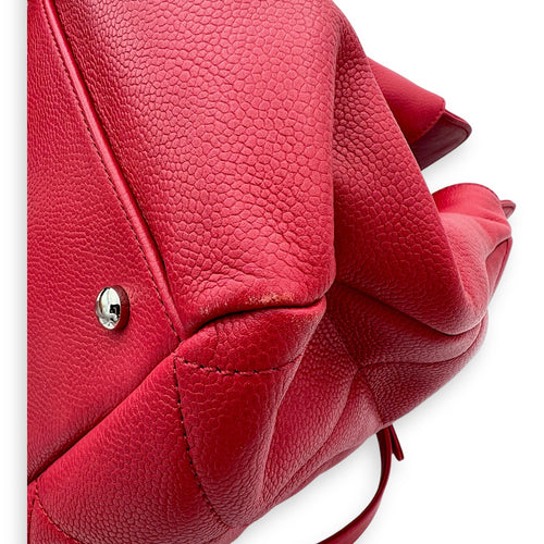 Chanel CC Tote Bag Red in Caviar Leather, Silver hardware_9