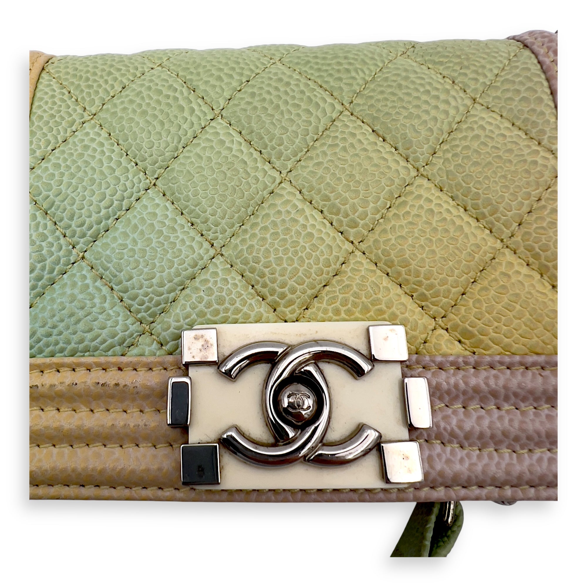 Chanel Boy Mini Multi-colour Shoulder Bag in Caviar Leather, Silver hardware_9