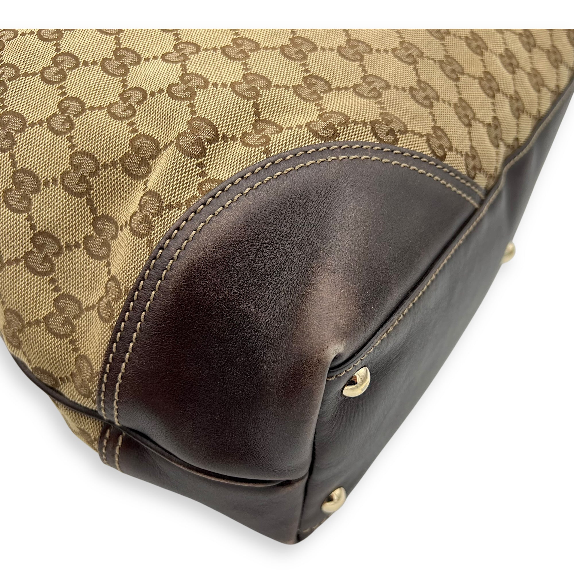 Gucci GG Tote Bag Brown in Canvas, Gold hardware_9