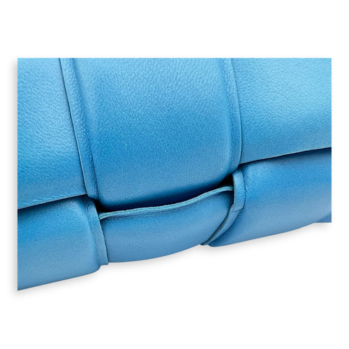 Bottega Veneta Cassette Crossbody Bag Blue in Lambskin, Gold hardware_9