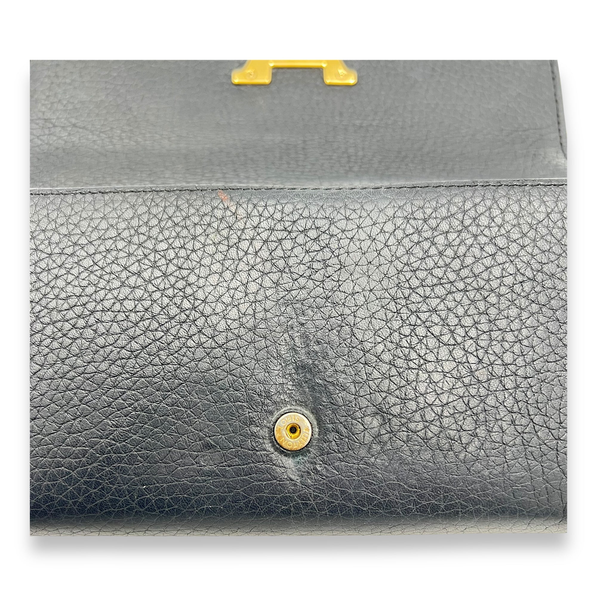 Louis Vuitton Capucines Long Black Wallet in Calfskin, Gold hardware_9