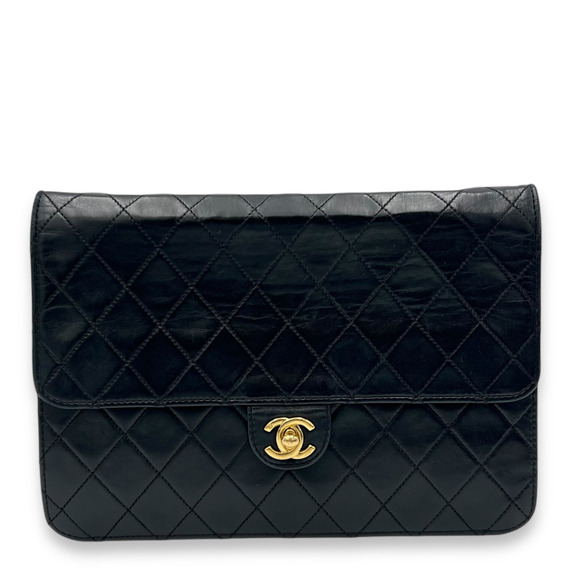 Chanel Vintage Top Handle Bag Medium Black in Lambskin, Gold hardware_1