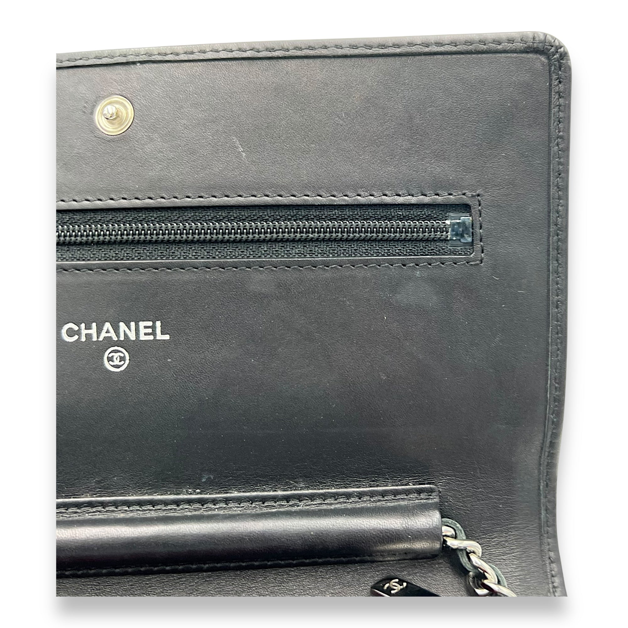 Chanel Cambon Wallet On Chain Black in Lambskin, Silver hardware_9