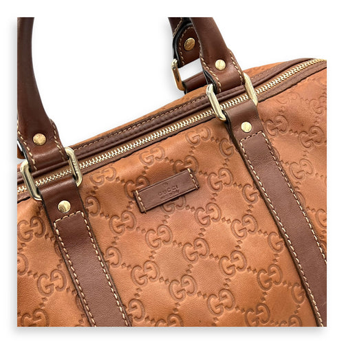 Gucci Guccissima Top Handle Bag Brown in Calfskin, Gold hardware_9