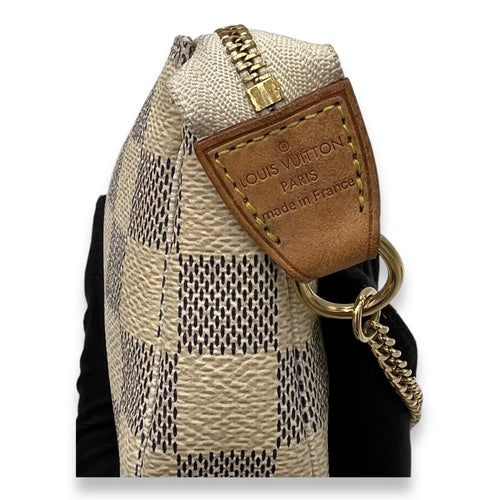 Louis Vuitton Pochette Accessoires Mini Damier Azur Pouch in Coated Canvas, Gold hardware_9