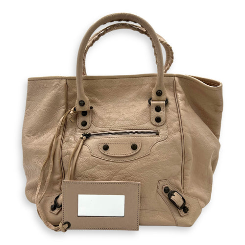 Balenciaga Sunday Beige Top Handle Bag in Goat Leather, Ruthenium-finish Brass hardware_9