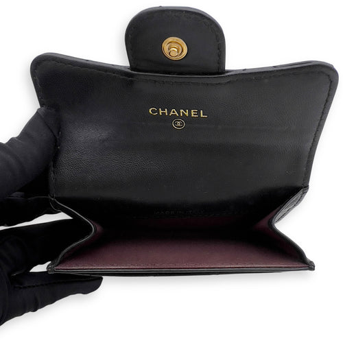 Chanel Classic Wallet Black in Lambskin, Gold hardware_9