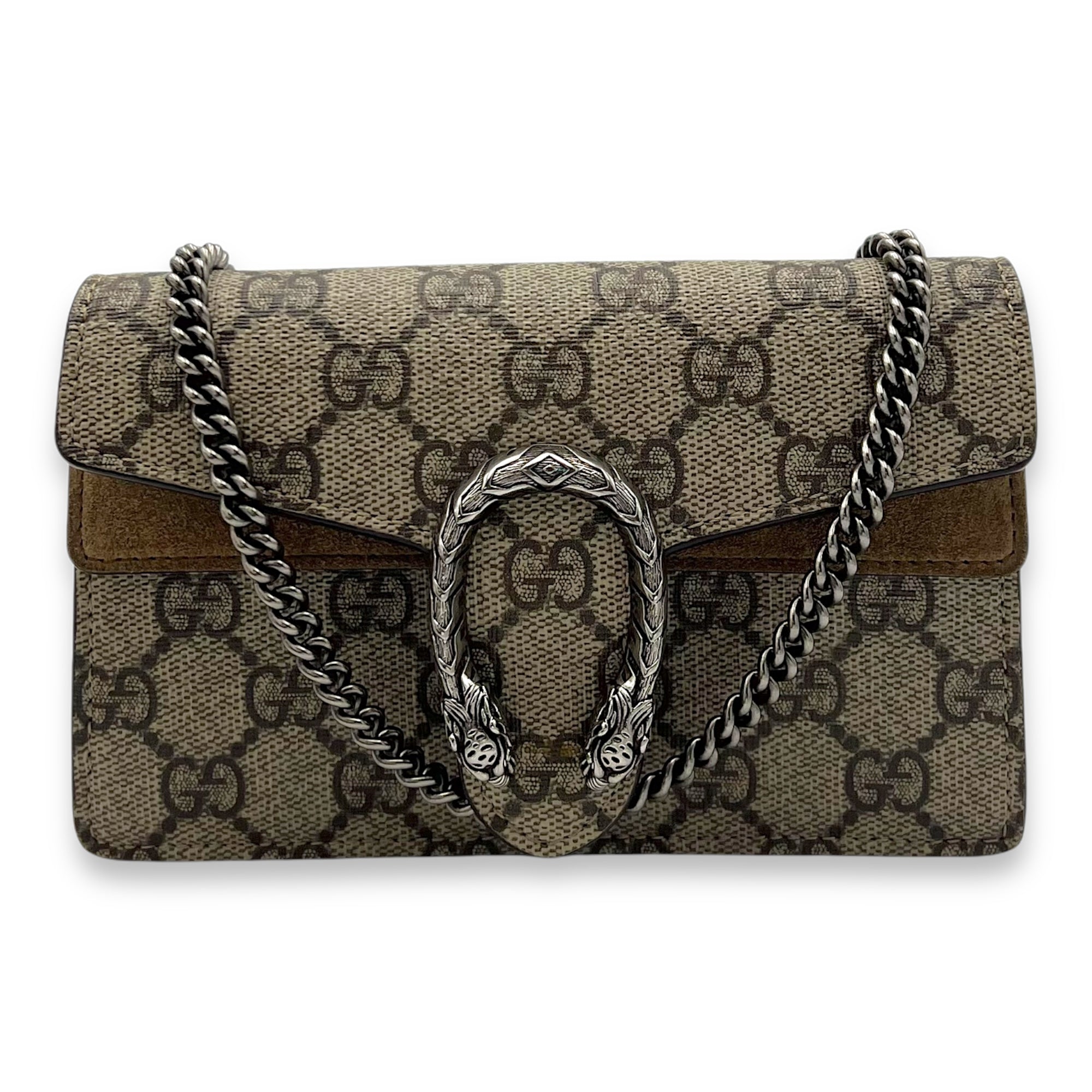 Gucci Dionysus Crossbody Bag Mini Brown in Coated Canvas, Silver hardware_9