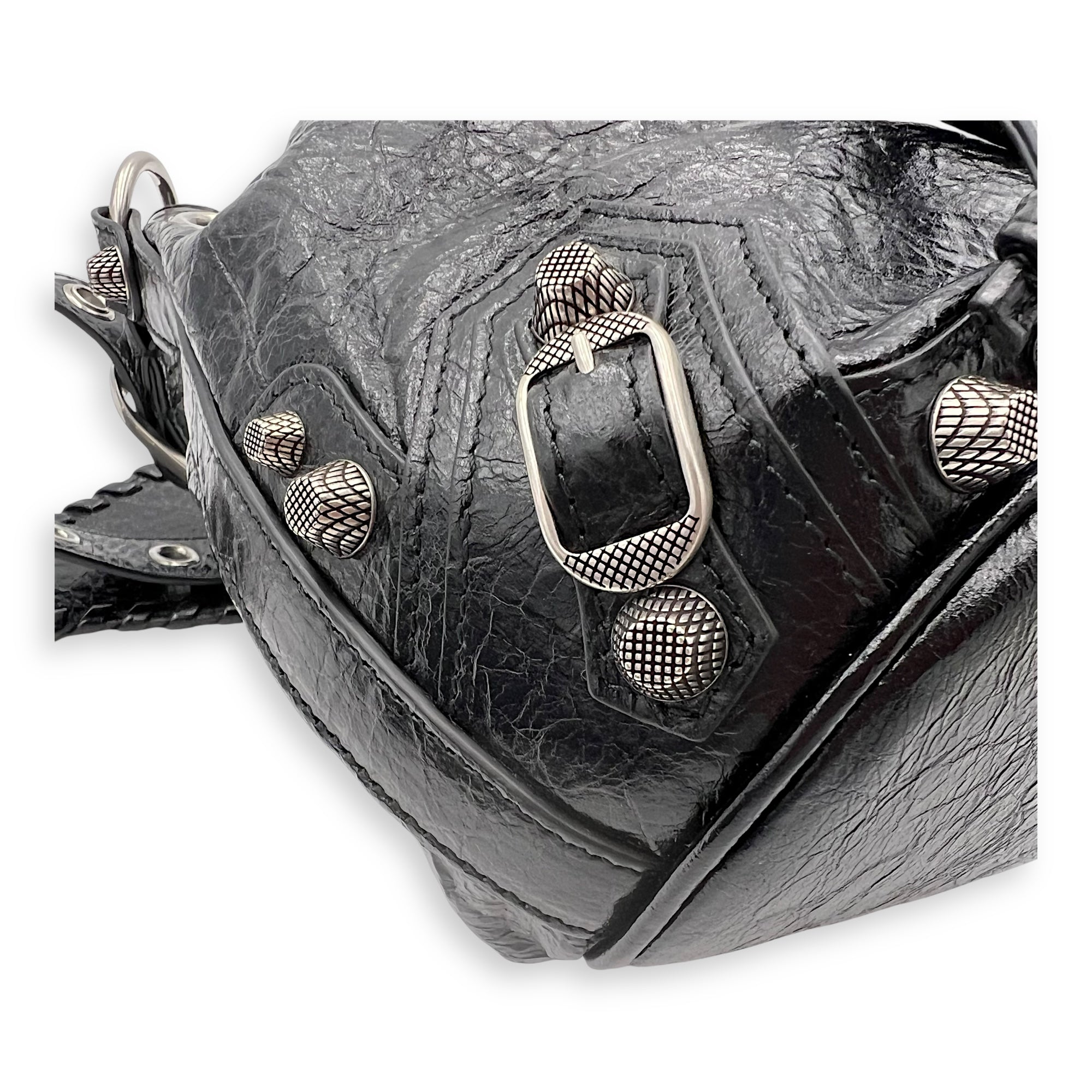 Balenciaga Le Cagole Bucket Bag Black in Lambskin, Silver hardware_9