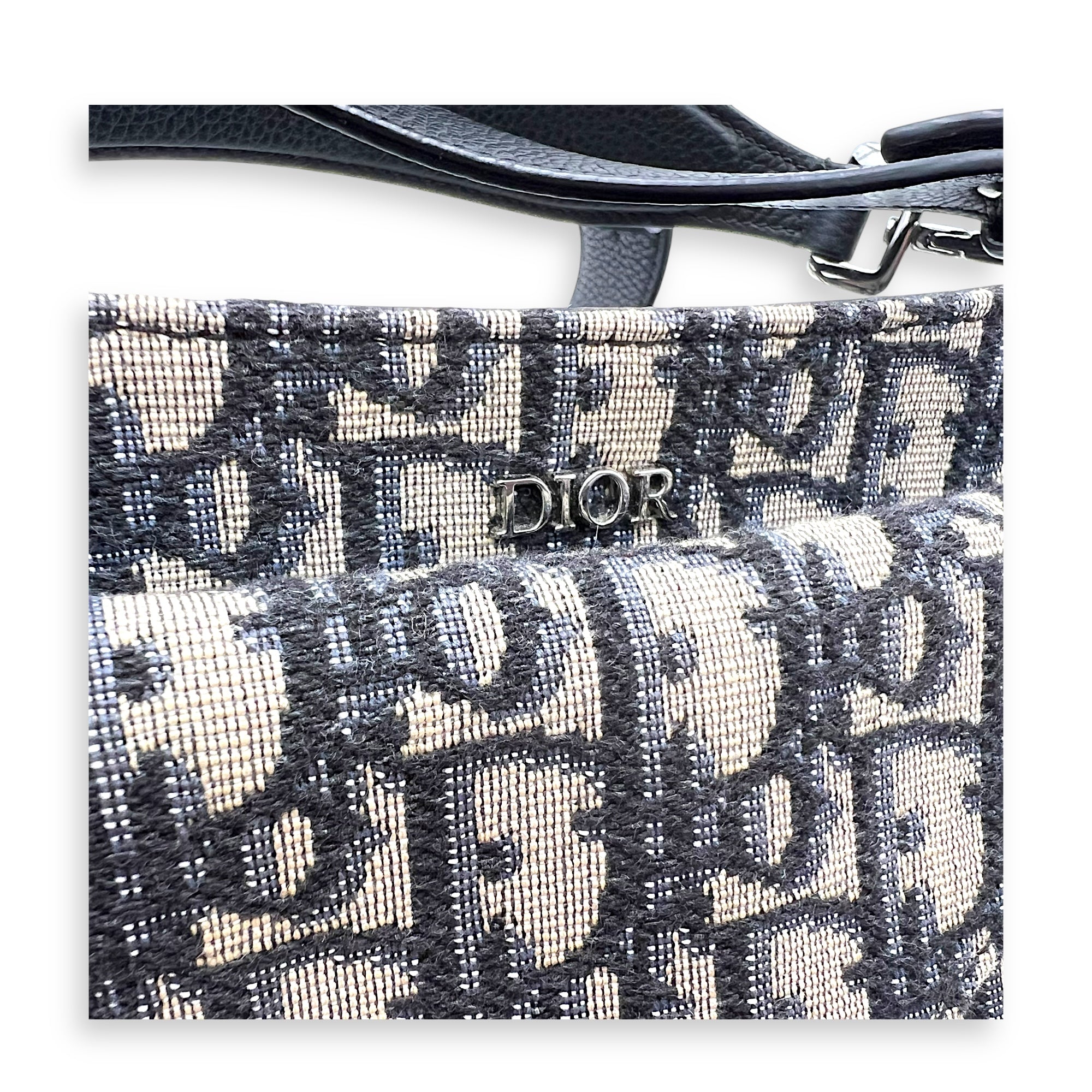 Christian Dior Saddle Soft Bag Blue Crossbody Bag in Jacquard, Silver hardware_9