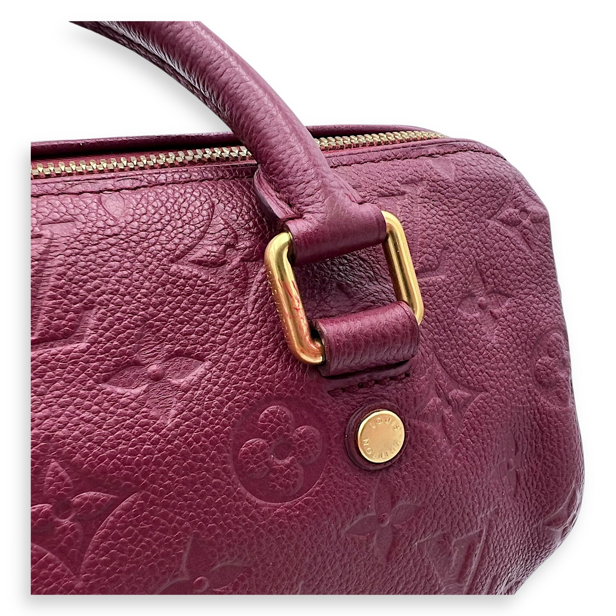 Louis Vuitton Speedy Top Handle Bag Purple in Empreinte Leather, Gold hardware_9