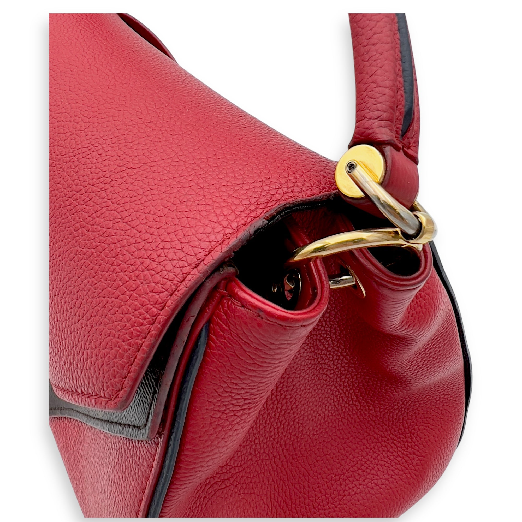 Louis Vuitton Double V Top Handle Bag Red in Calfskin, Gold hardware_11