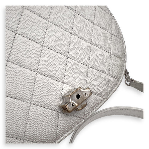 Chanel Coco Curve Top Handle Bag White in Caviar Leather, Silver hardware_8