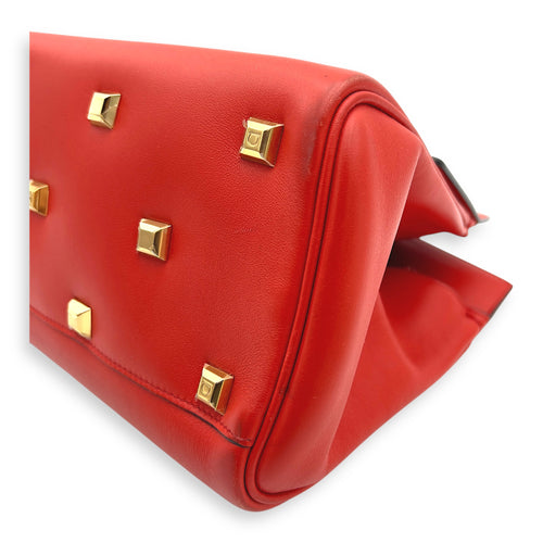 Salvatore Ferragamo Studio Red Top Handle Bag in Calfskin, Gold hardware_9