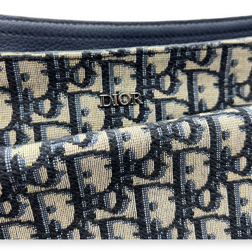 Christian Dior Oblique Crossbody Bag Blue in Jacquard, Silver hardware_9