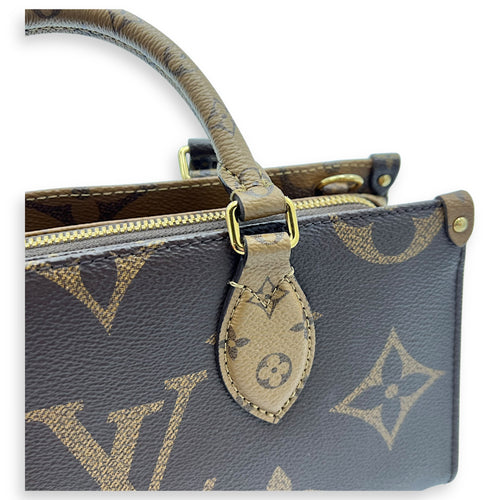 Louis Vuitton OnTheGo Tote Bag East West Brown in Monogram Coated Canvas, Gold hardware_9