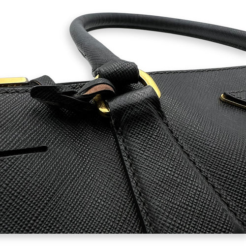 Prada Galleria Top Handle Bag Black in Saffiano Leather, Gold hardware_9