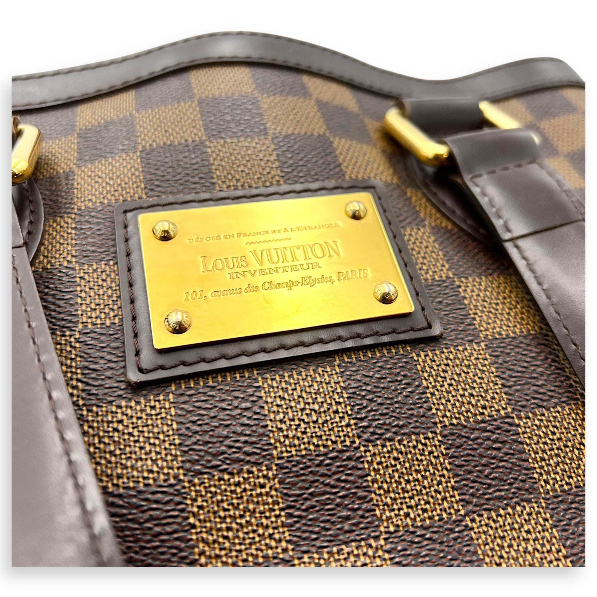 Louis Vuitton Hampstead Top Handle Bag PM Brown in Coated Canvas, Gold hardware_9