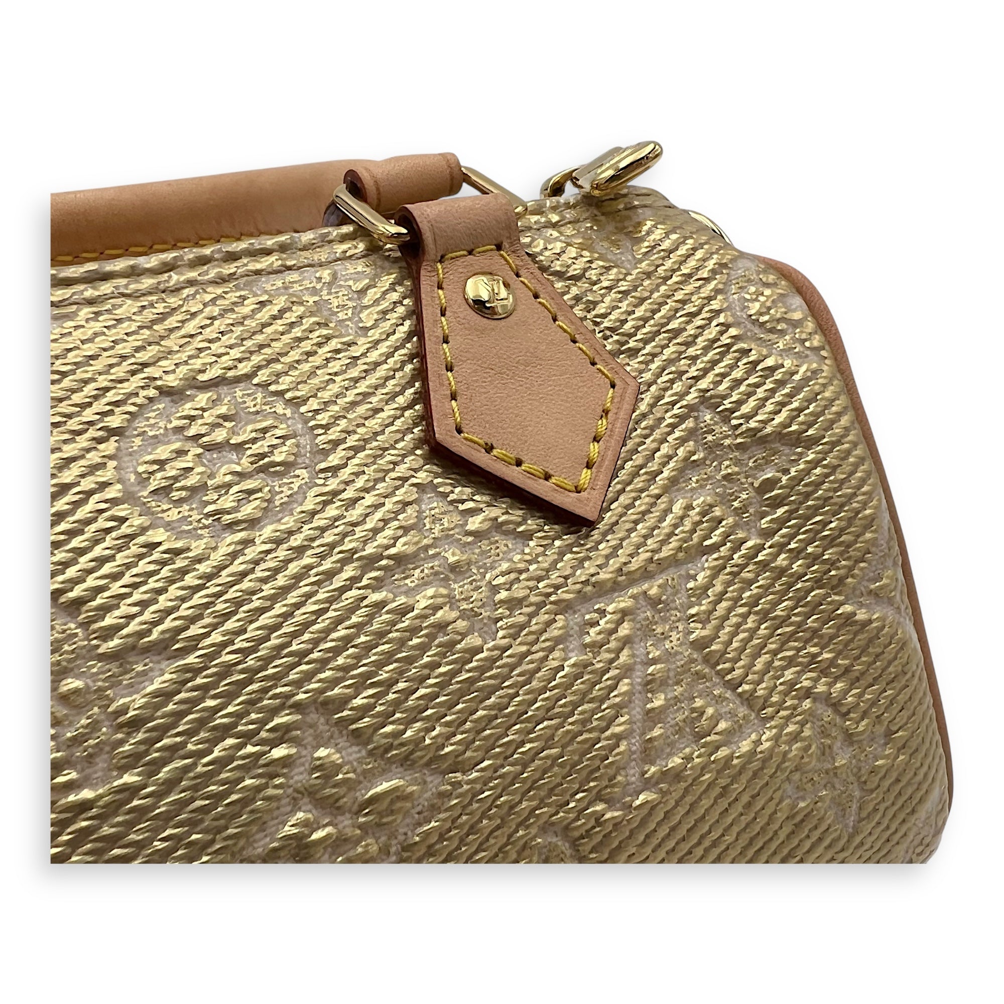 Louis Vuitton Speedy Nano Gold Top Handle Bag in Coated Canvas, Gold hardware_9