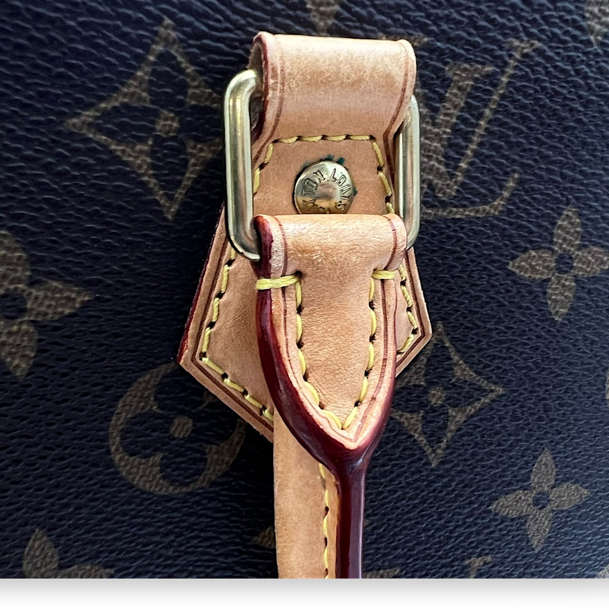 Louis Vuitton Sac Plat PM Brown Top Handle Bag in Monogram Coated Canvas, Gold hardware_9