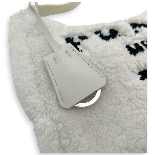 Prada Logo Shoulder Bag White in Wool, Silver hardware_9