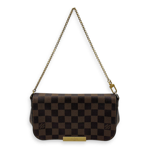 Louis Vuitton Favourite Damier Ebene Crossbody Bag in Coated Canvas, Gold hardware_1