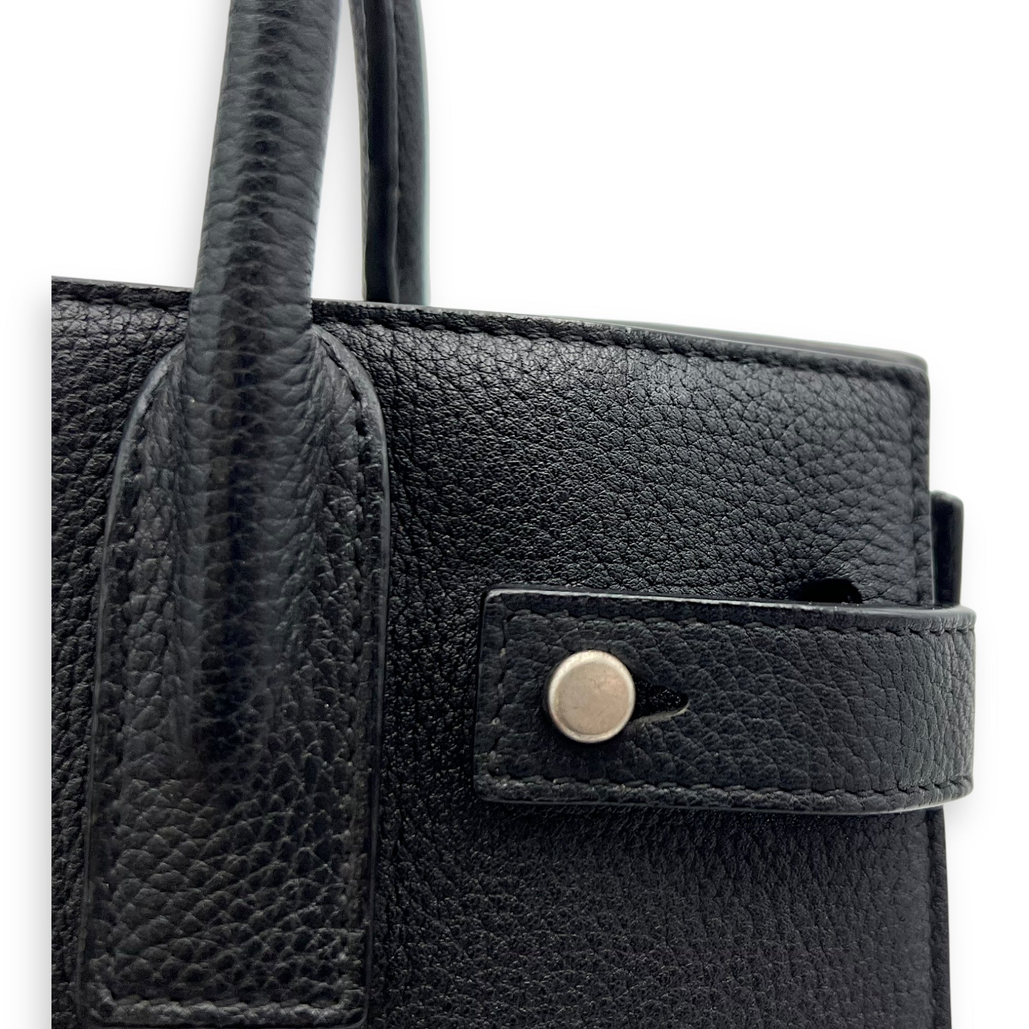 Saint Laurent Sac de Jour Nano Black Top Handle Bag in Calfskin, Silver hardware_9