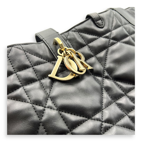 Christian Dior Toujours Top Handle Bag Large Black in Lambskin, Gold hardware_9