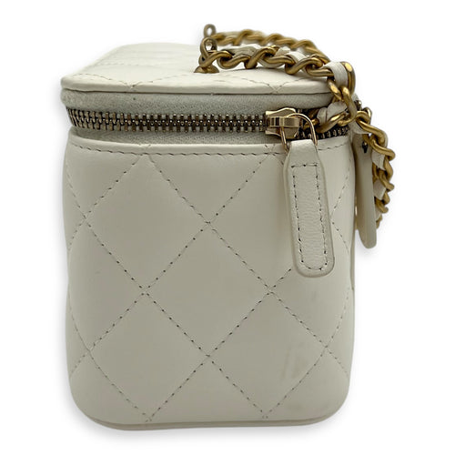 Chanel Vanity pearl crush Crossbody Bag White in Calfskin, Gold hardware_4