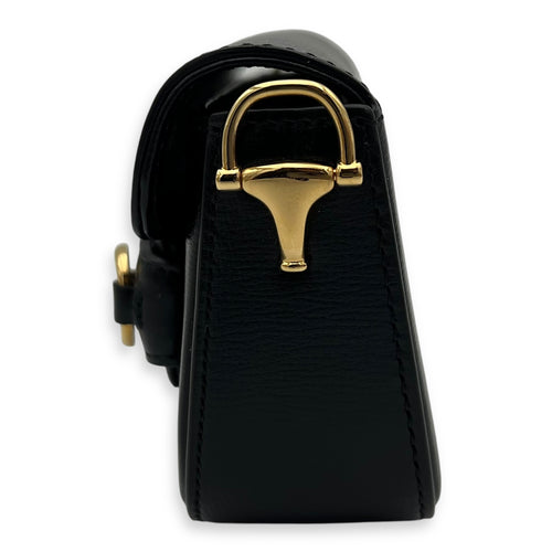 Gucci Horsebit 1955 Wallet On Chain Black in Calfskin, Gold hardware_3