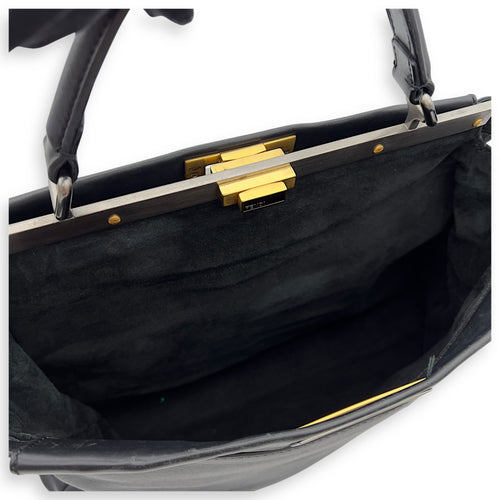 Fendi Peekaboo Top Handle Bag Black in Calfskin, Silver hardware_11